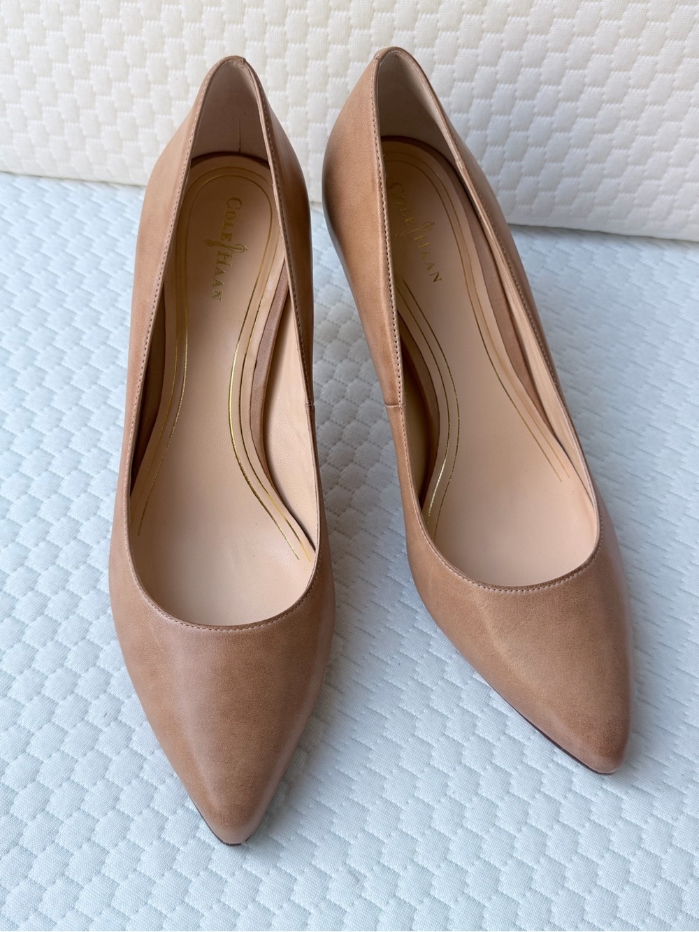 Cole Haan Women's Tan Leather Pointed-Toe Pumps
